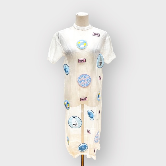 HOUSE OF CARDS Unique Silk Sheer Whirlpool Patch Dress (Sz 2) - Picture 2 of 8